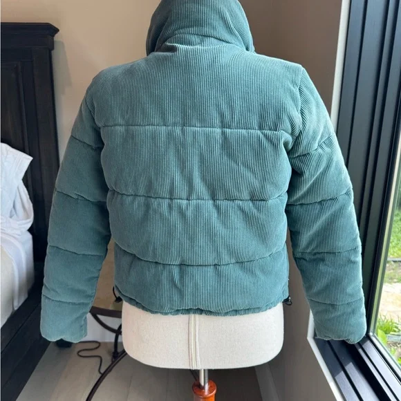 Teal Corduroy Puffer Jacket - Picture 3 of 6